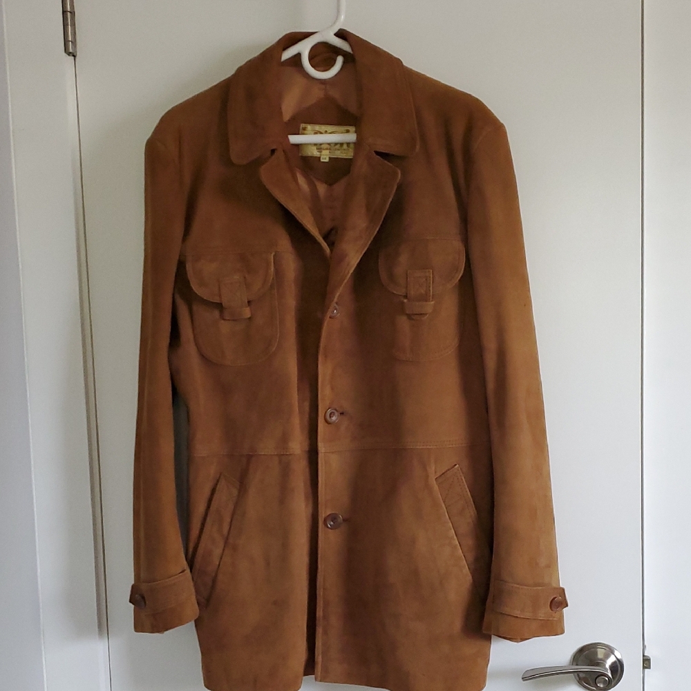 Men's Brown Suede Military Jacket